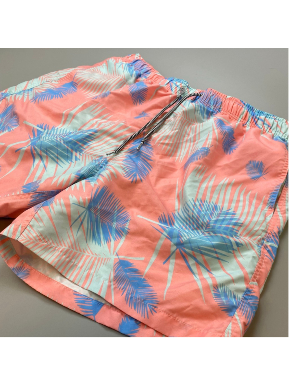 Boardies Swim Trunks Mens XL Pink Blue Palm Coastal Beach California Preppy